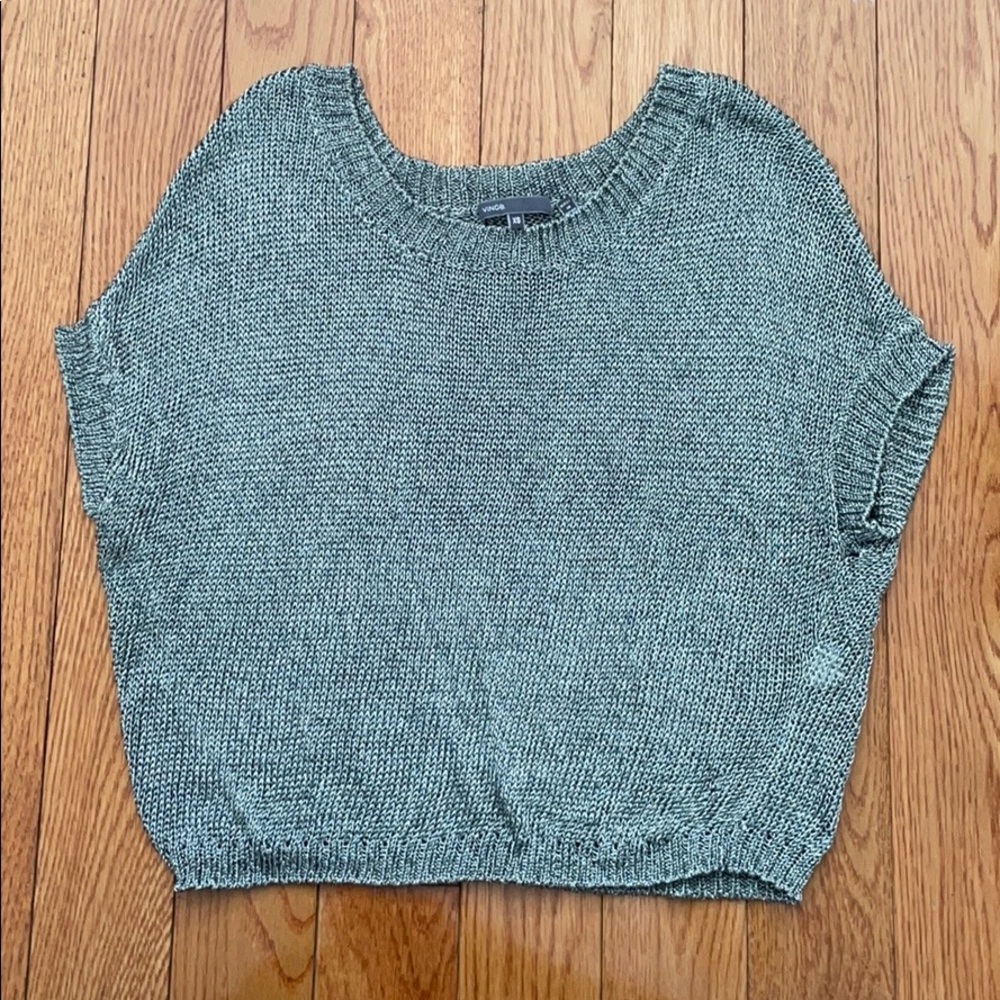 Vince Silver Gray Mesh Sheer Knit Top Tunic